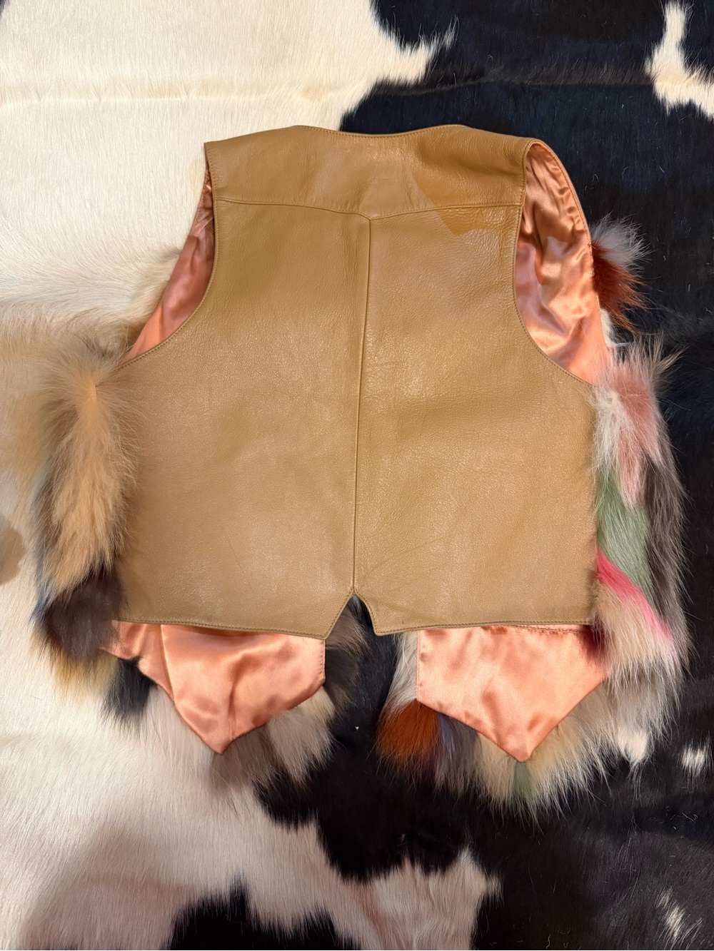 Multicolor Rabbit Fur Vest - Bold Colorblock - Picture 4 of 4
